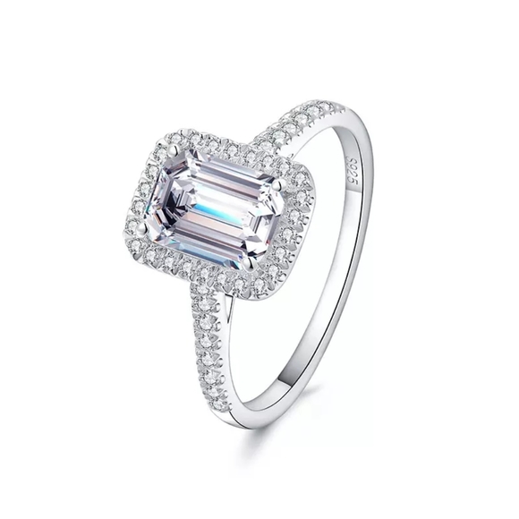 New Fashion Silver Square Cut Diamond Ring - Picture 3 of 3